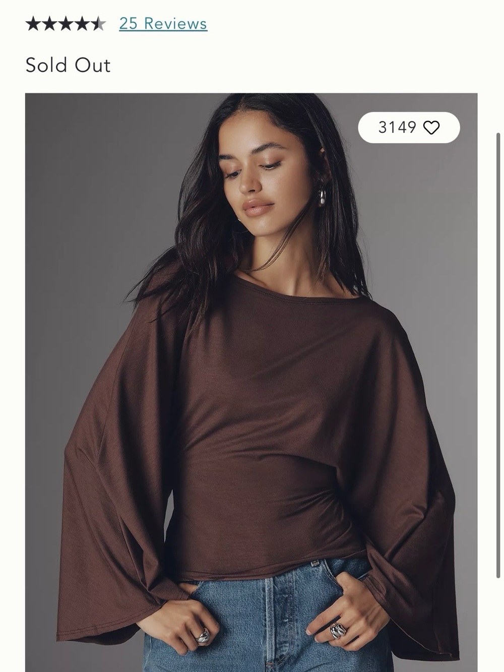 NWT Reformation avery long sleeve Top - Brown